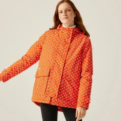 Orla Kiely Mid Length Waterproof Jacket | Clover Red