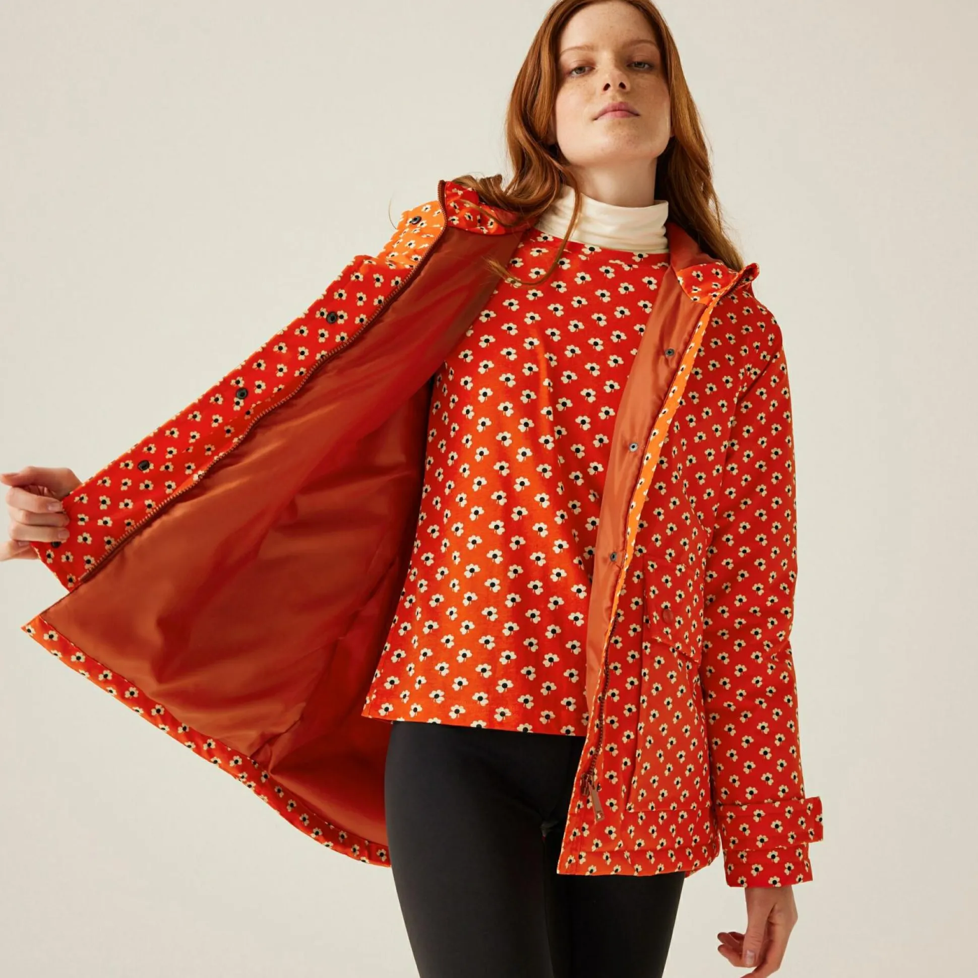 Orla Kiely Mid Length Waterproof Jacket | Clover Red
