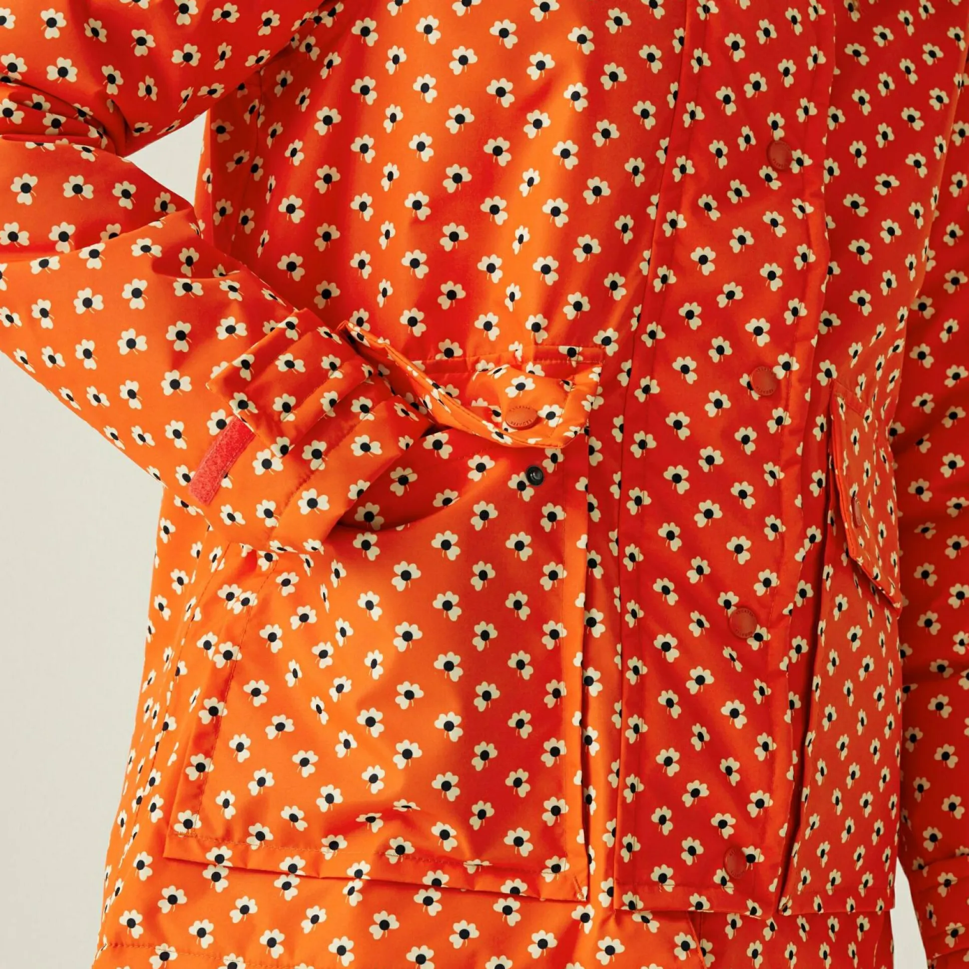 Orla Kiely Mid Length Waterproof Jacket | Clover Red