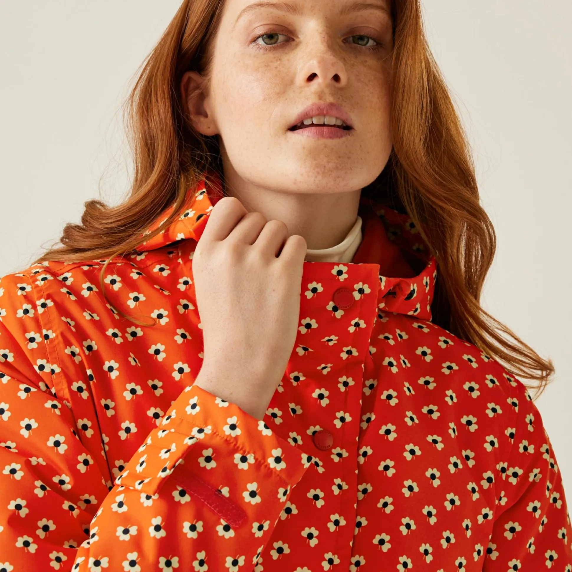 Orla Kiely Mid Length Waterproof Jacket | Clover Red