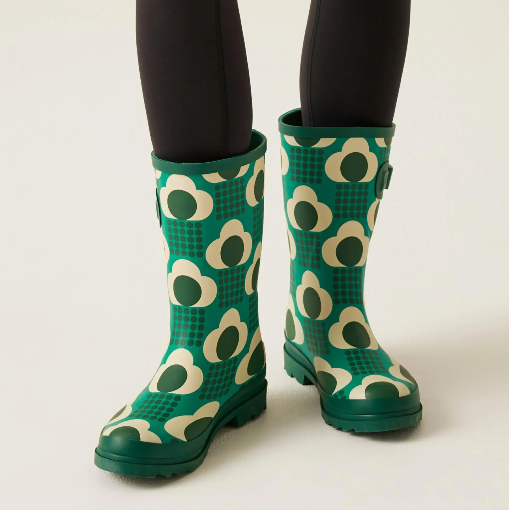 Orla Kiely Quarter Wellies | Rain Cloud Emerald