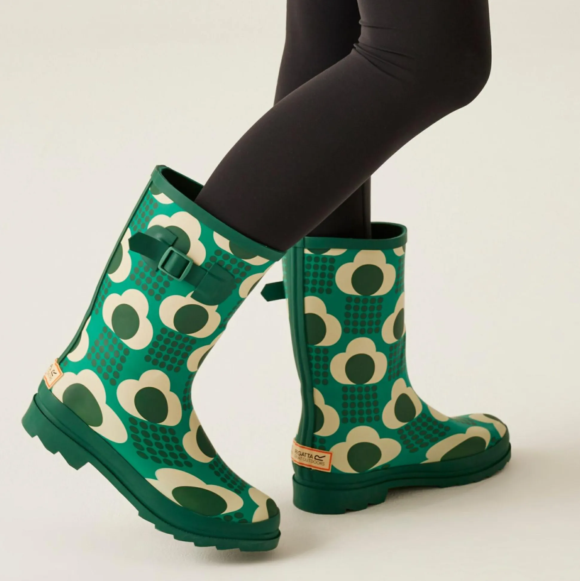 Orla Kiely Quarter Wellies | Rain Cloud Emerald