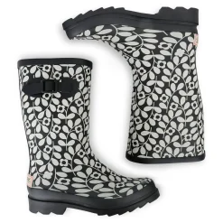 Orla Kiely Quarter Wellies | Jasmine Flower Black