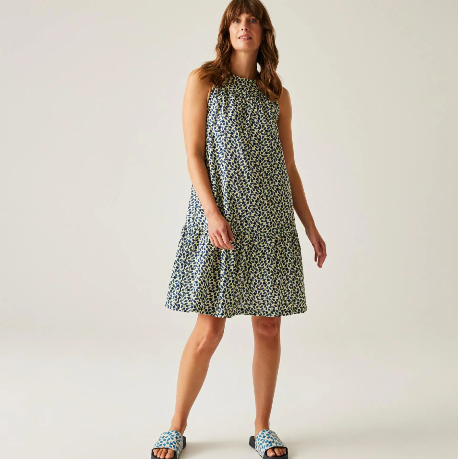 Orla Kiely Summer Sleeveless Dress II | Jasmine Flower Blue