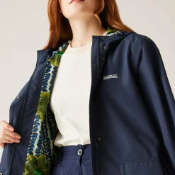 Orla Kiely Swing Waterproof III Jacket | Navy Lotus Olive Lining
