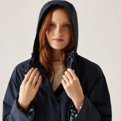Orla Kiely Swing Waterproof III Jacket | Navy Lotus Olive Lining