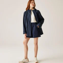 Orla Kiely Swing Waterproof III Jacket | Navy Lotus Olive Lining