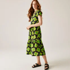 Orla Kiely Tiered Midi Dress | Spinning Flower Navy