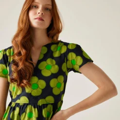 Orla Kiely Tiered Midi Dress | Spinning Flower Navy
