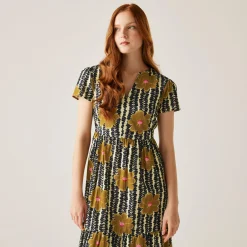 Orla Kiely Tiered Midi Dress | Lotus Yellow