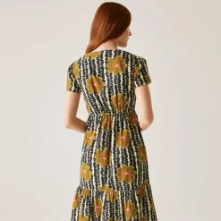 Orla Kiely Tiered Midi Dress | Lotus Yellow