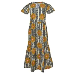 Orla Kiely Tiered Midi Dress | Lotus Yellow