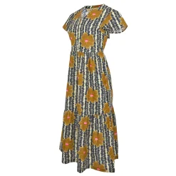 Orla Kiely Tiered Midi Dress | Lotus Yellow