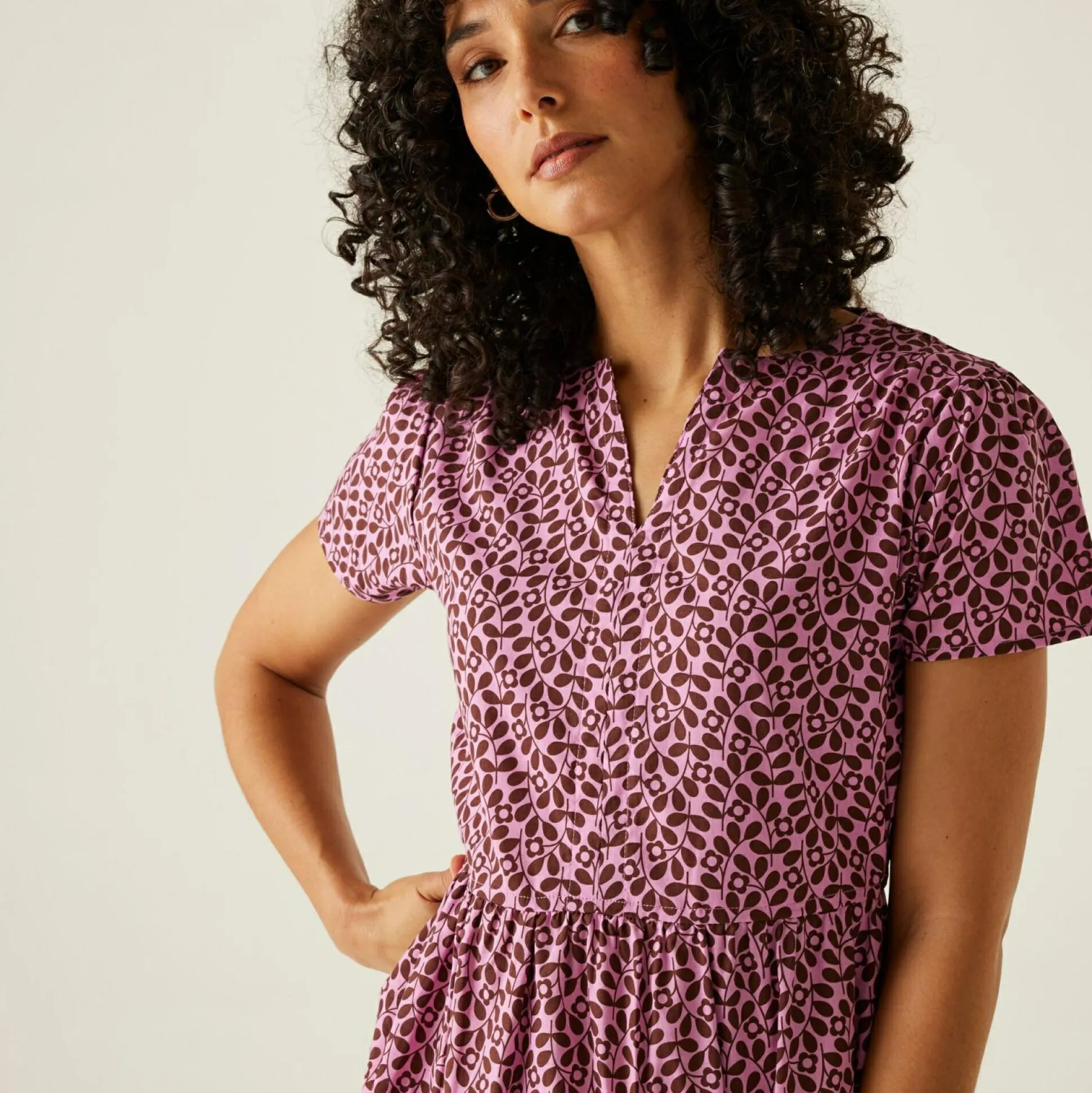 Orla Kiely Tiered Midi Dress | Jasmine Flower Lilac