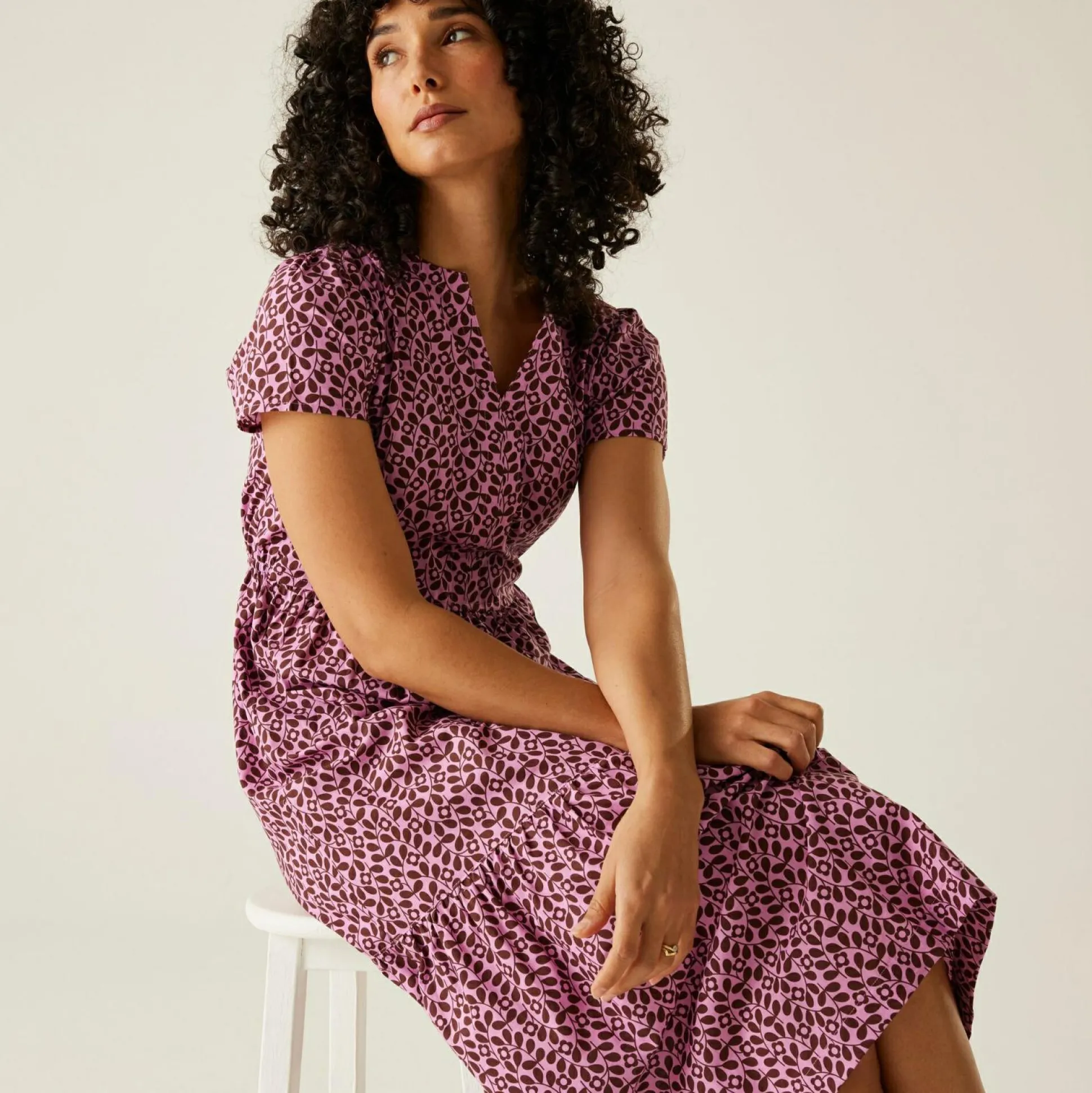 Orla Kiely Tiered Midi Dress | Jasmine Flower Lilac