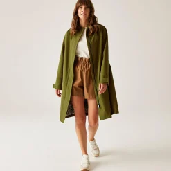 Orla Kiely Waterproof Mac II | Olive Green Jasmine Flower Black
