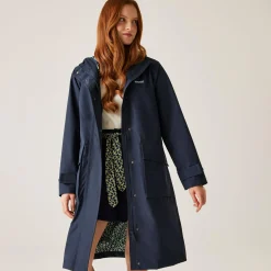 Orla Kiely Waterproof Mac II | Navy Jasmine Flower Blue Lining