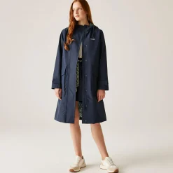 Orla Kiely Waterproof Mac II | Navy Jasmine Flower Blue Lining