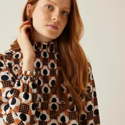 Orla Kiely Winter Blouse | Rain Cloud Tan