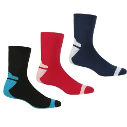 Womens 3 Pack Outdoor Lifestyle Sock | Black Cherry Pink Dark Denim