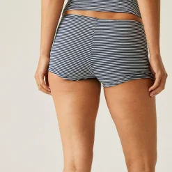 Women's Aceana Bikini Short | Navy White Seeksucker Stripe
