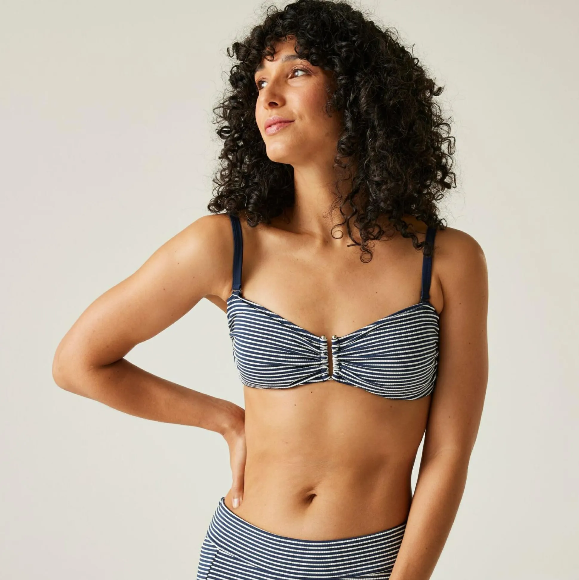 Women's Aceana III Bikini Top | Navy White Seeksucker Stripe