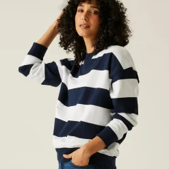 Women's Avika II Crew Neck Jumper | Navy White Stripe