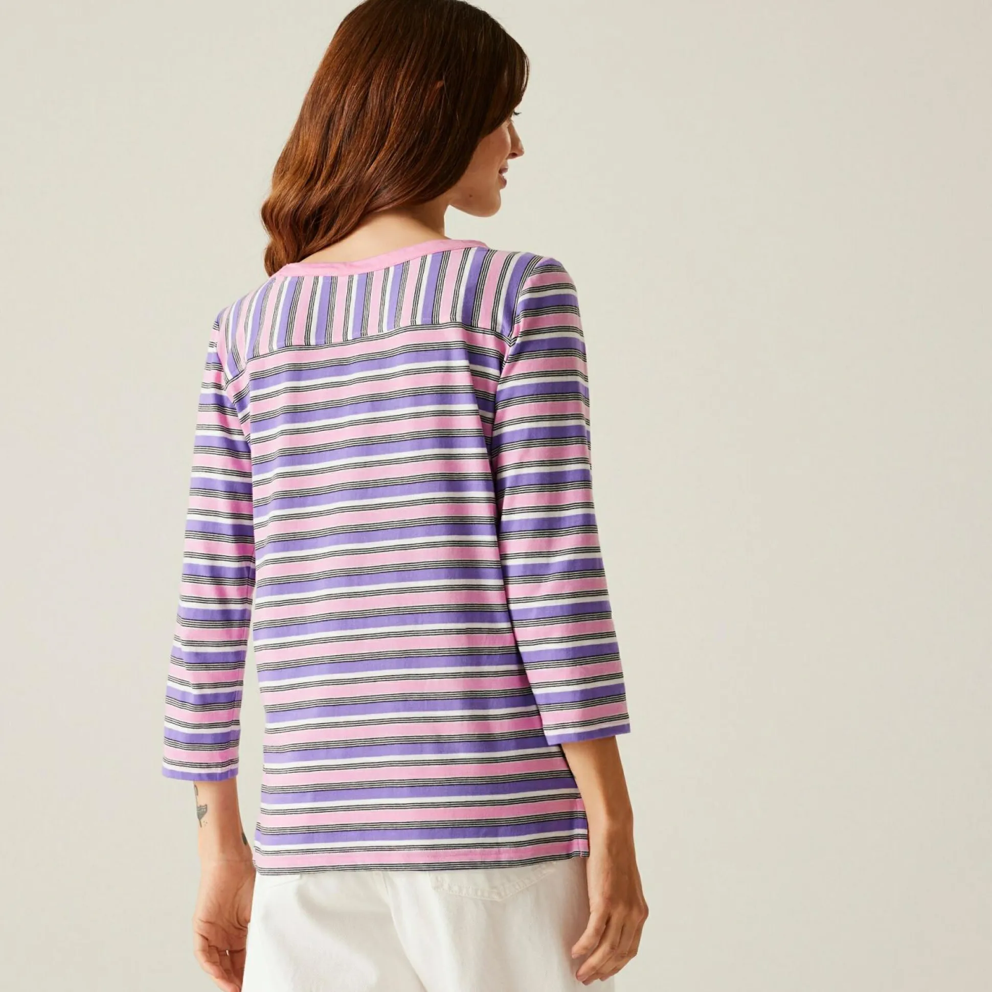 Women's Bayletta II 3/4 Sleeve Top | Soft Pink Multi Stripe