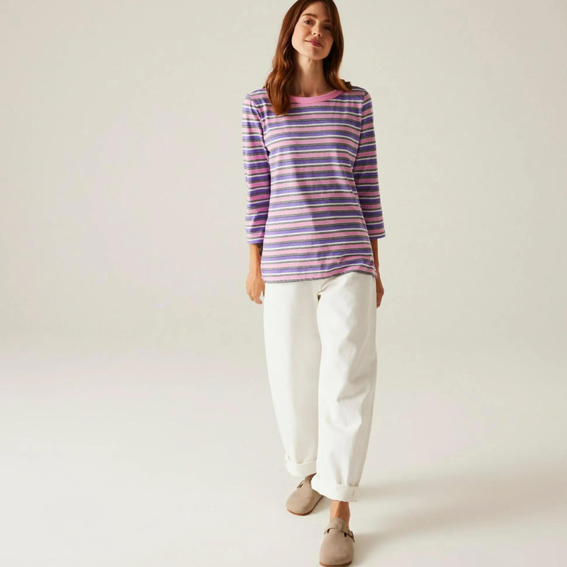 Women's Bayletta II 3/4 Sleeve Top | Soft Pink Multi Stripe