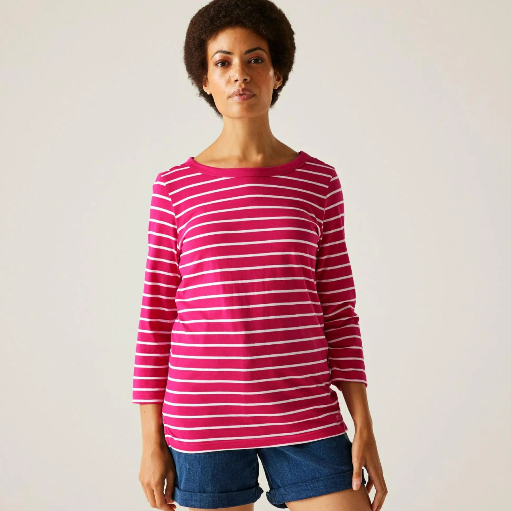 Women's Bayletta II 3/4 Sleeve Top | Pink Fusion White Stripe
