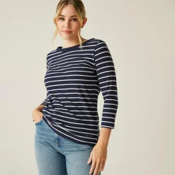 Women's Bayletta II 3/4 Sleeve Top  | Navy White Stripe