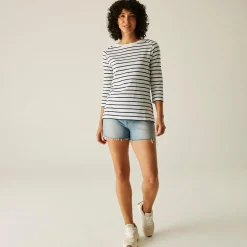Women's Bayletta II 3/4 Sleeve Top  | White Navy Stripe