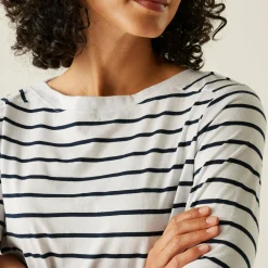 Women's Bayletta II 3/4 Sleeve Top  | White Navy Stripe