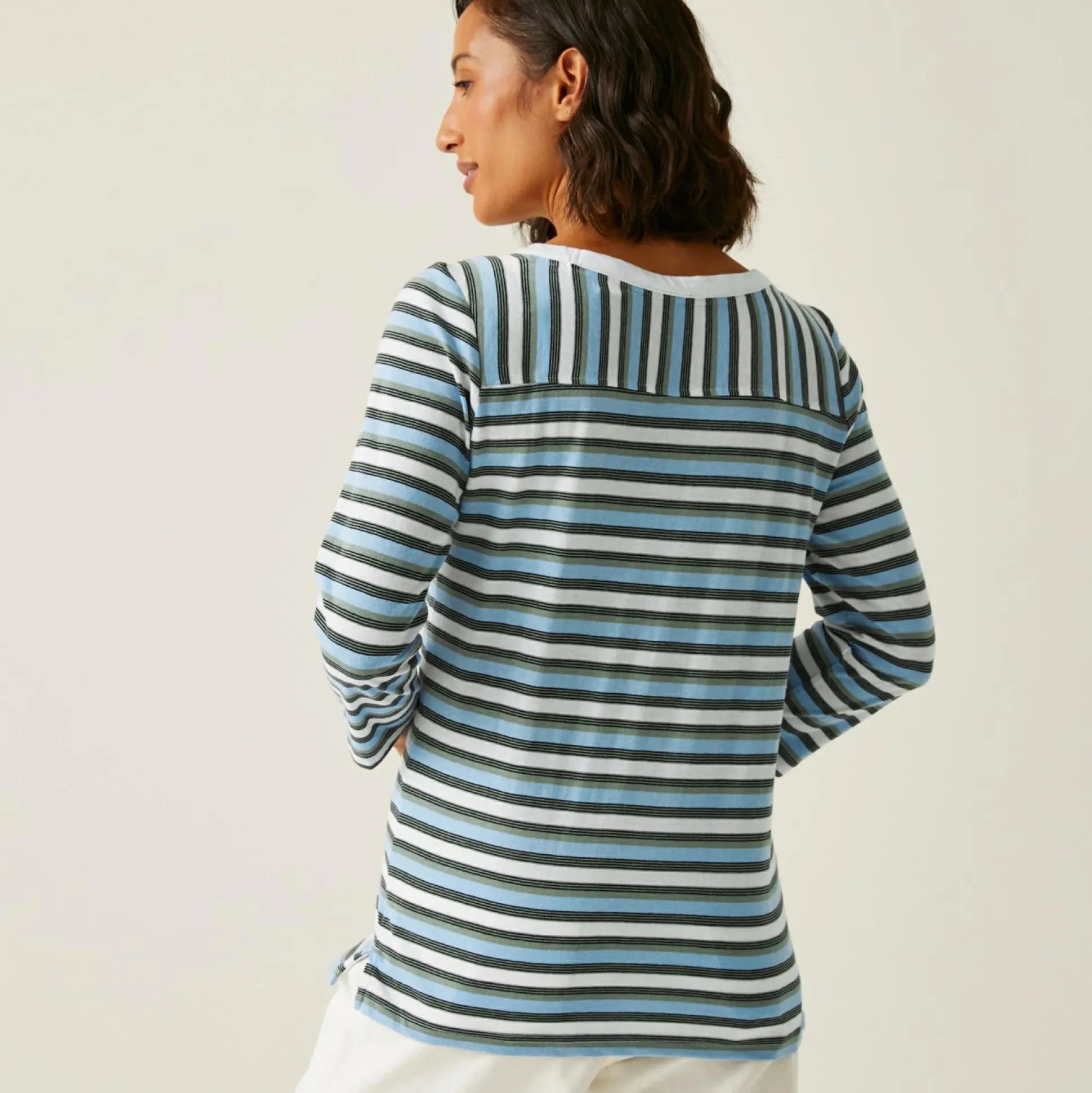 Women's Bayletta II 3/4 Sleeve Top | White Multi Stripe