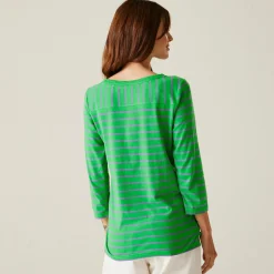 Women's Bayletta II 3/4 Sleeve Top  | Island Green Paisley Purple Stripe