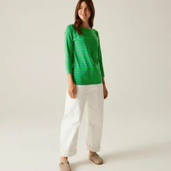 Women's Bayletta II 3/4 Sleeve Top  | Island Green Paisley Purple Stripe