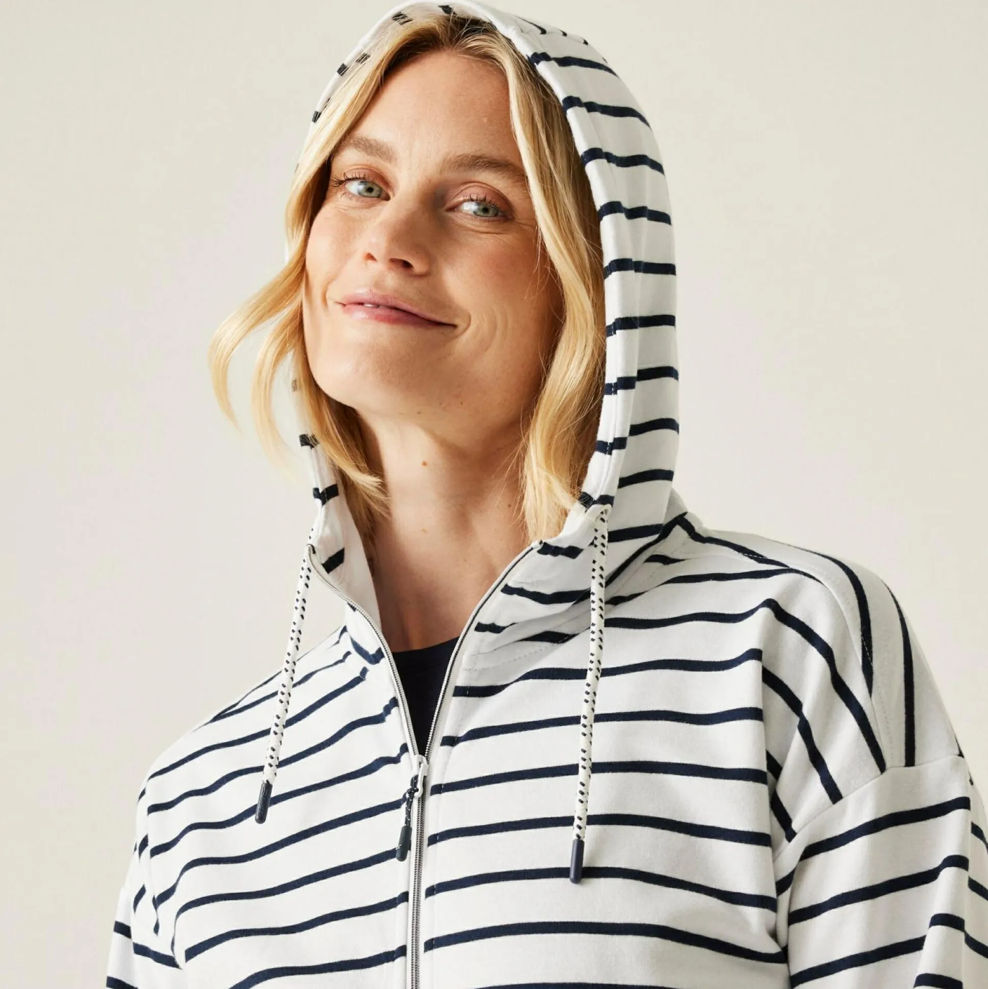 Women's Bayletta II Full Zip Hoody | White Navy Stripe