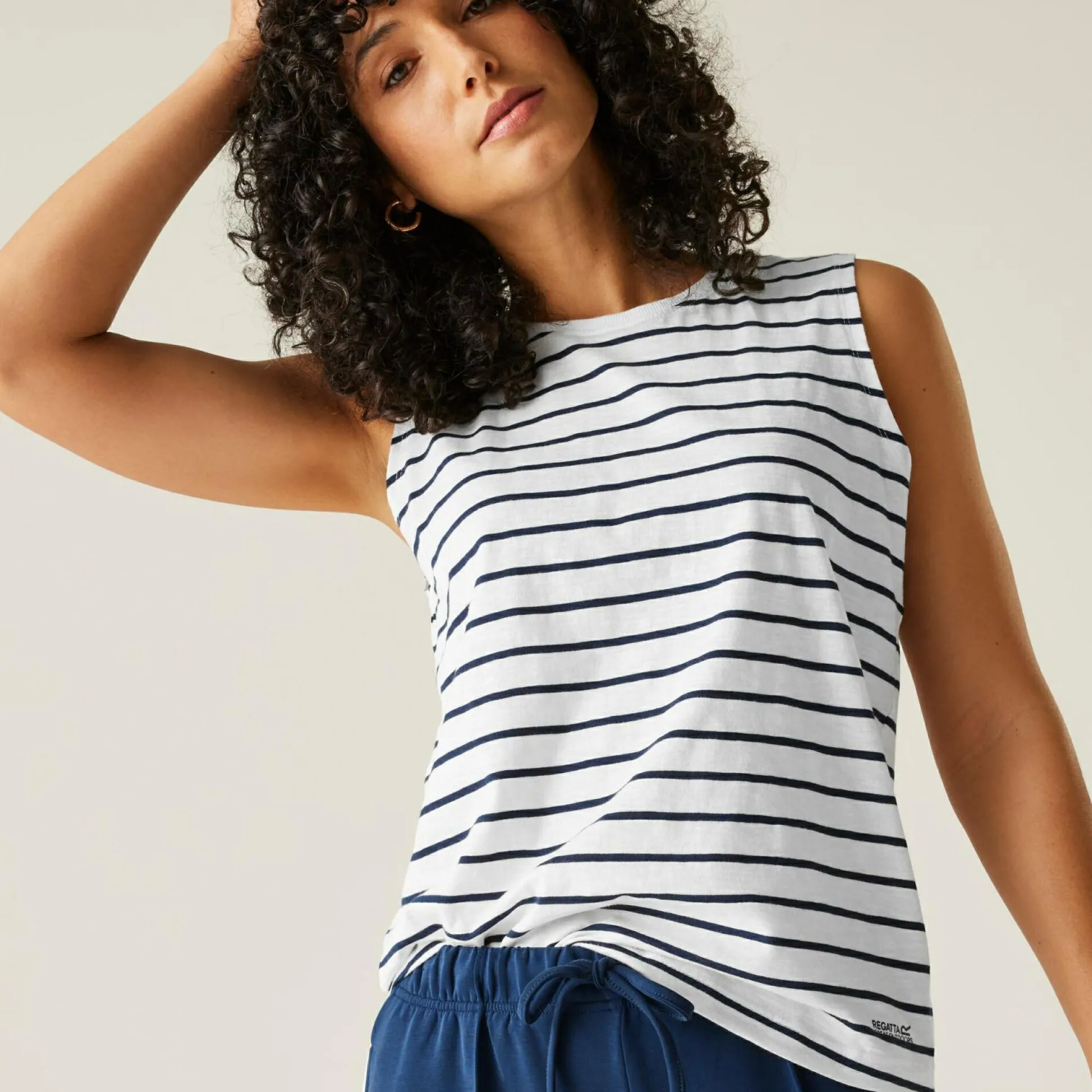 Women's Fariene Sleeveless Top | White Navy Stripe