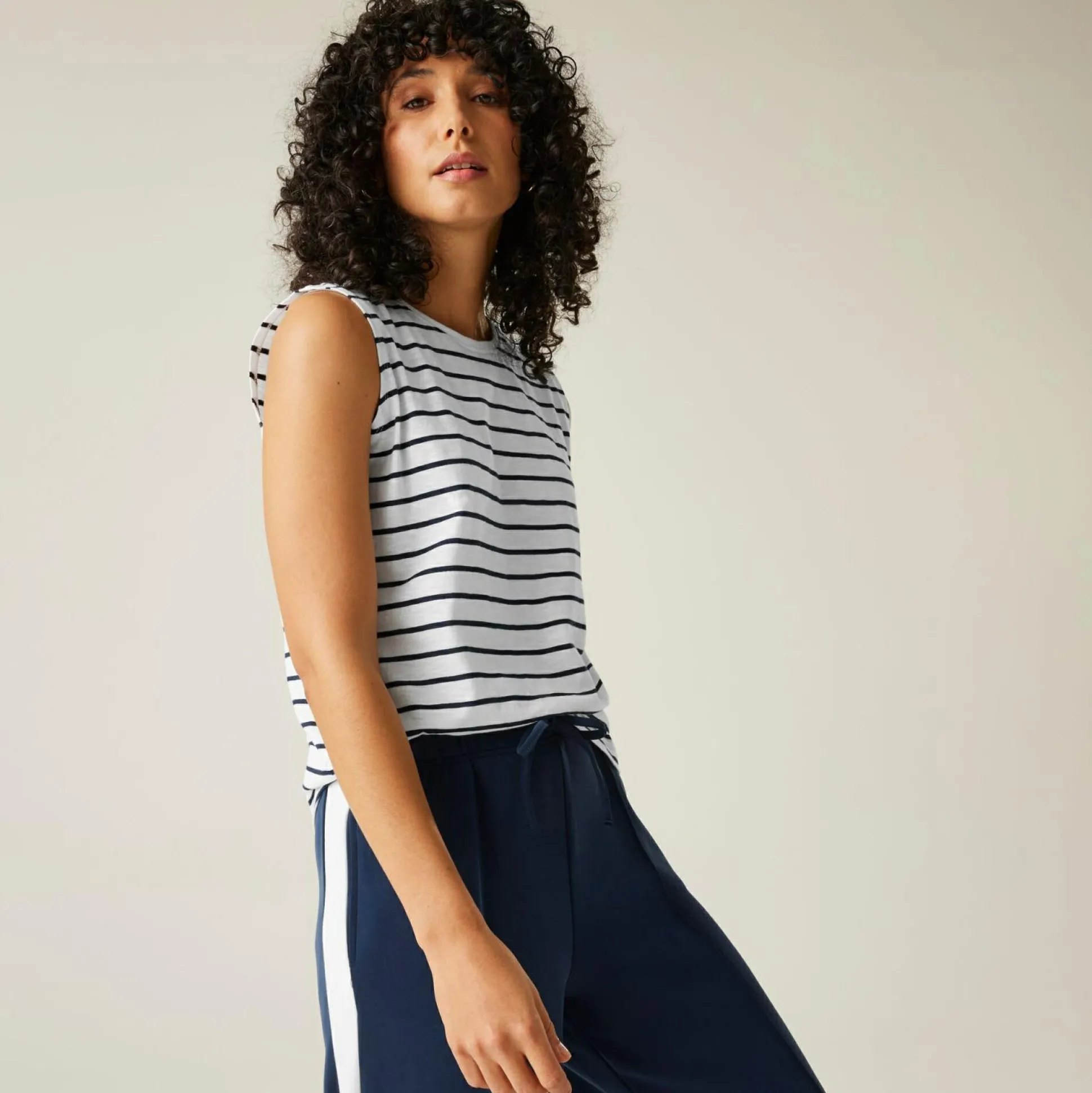 Women's Fariene Sleeveless Top | White Navy Stripe