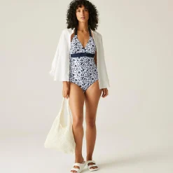 Women's Flavia II Swimsuit | Navy White Large Floral