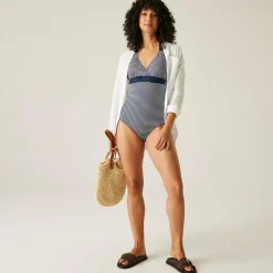 Women's Flavia II Swimsuit | Navy White Seeksucker Stripe