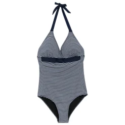Women's Flavia II Swimsuit | Navy White Seeksucker Stripe