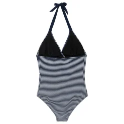 Women's Flavia II Swimsuit | Navy White Seeksucker Stripe