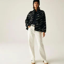 Women's Frankie Borg Full Zip Fleece | Black Light Vanilla Abstract Print