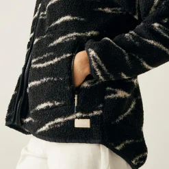 Women's Frankie Borg Full Zip Fleece | Black Light Vanilla Abstract Print