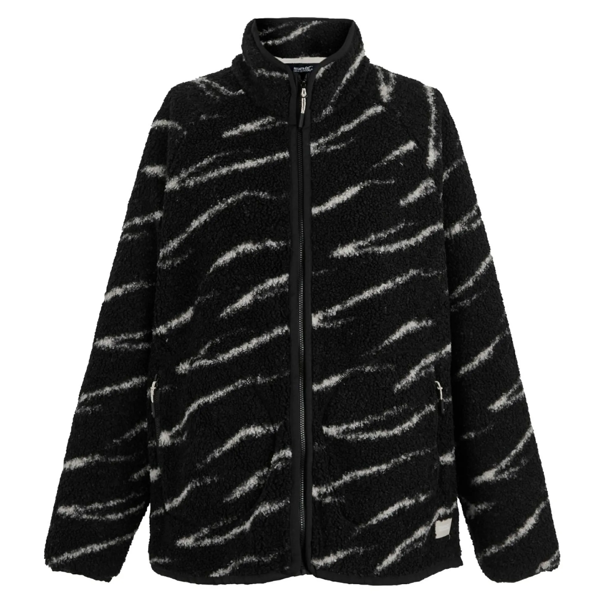Women's Frankie Borg Full Zip Fleece | Black Light Vanilla Abstract Print