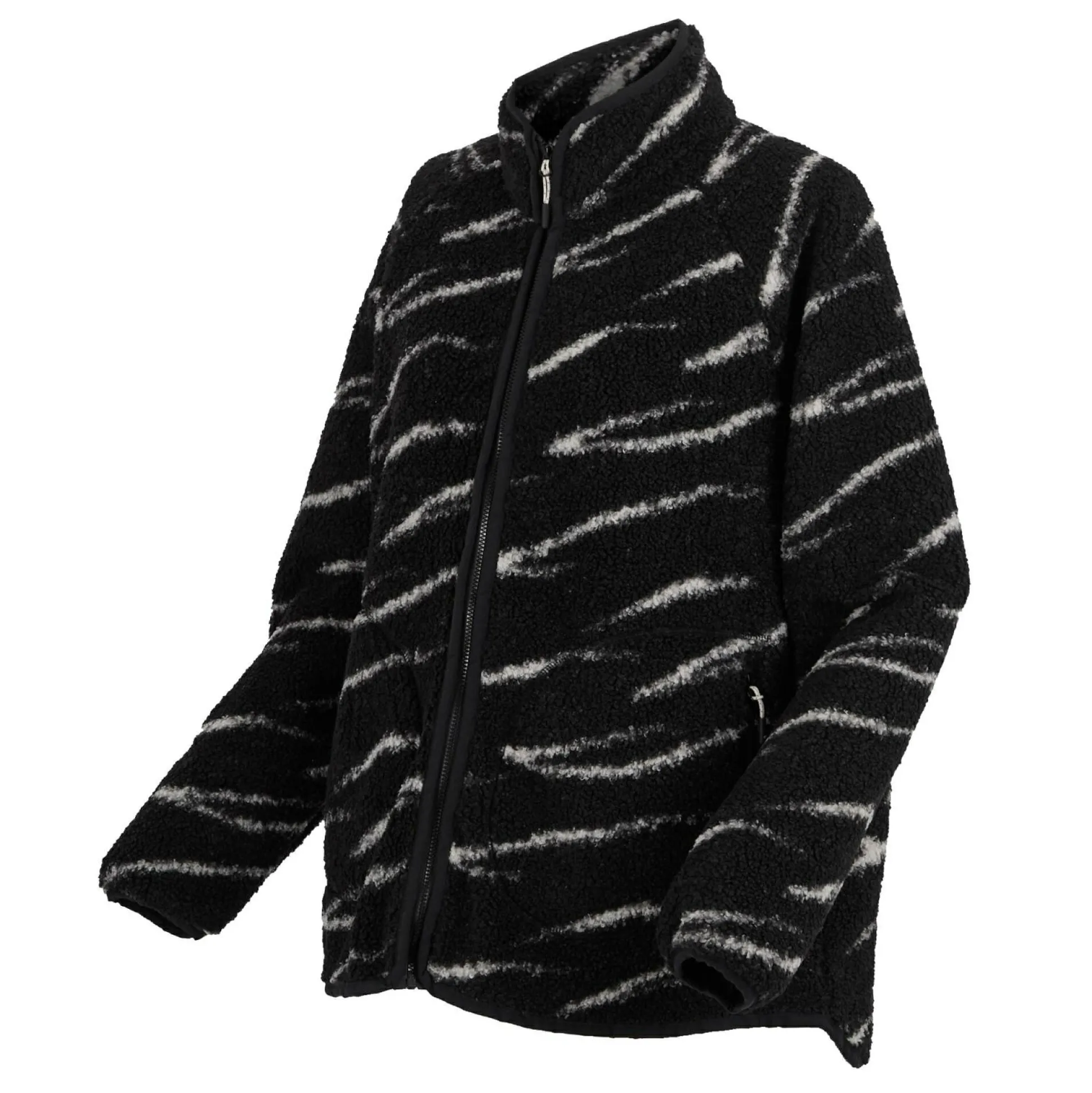 Women's Frankie Borg Full Zip Fleece | Black Light Vanilla Abstract Print