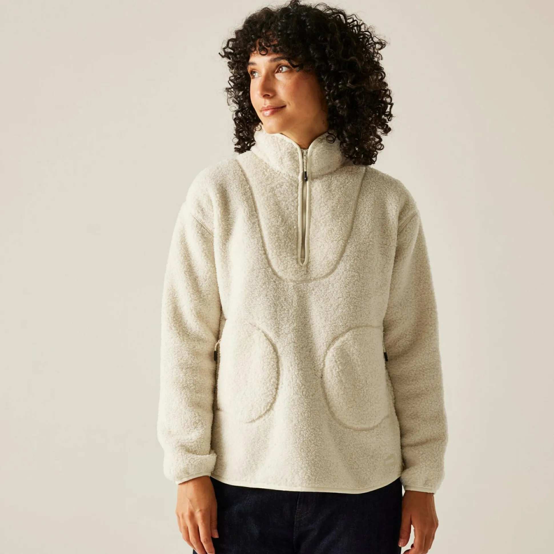 Women's Frankie Borg Half Zip Fleece | Light Vanilla