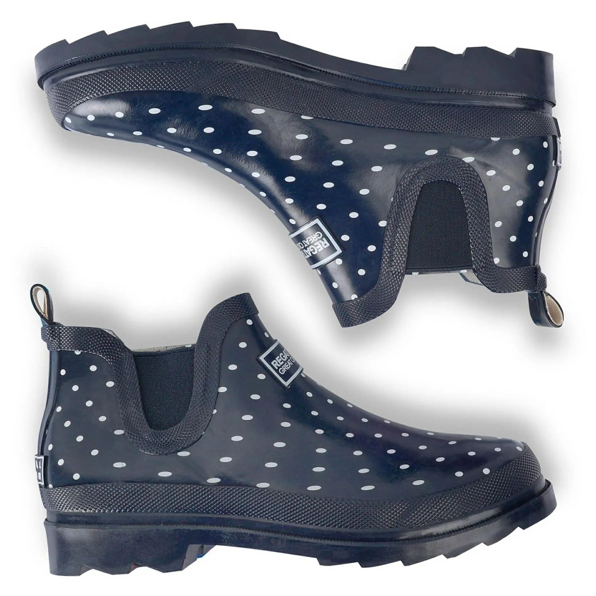 Women's Harper Low Wellies | Navy Polkadot