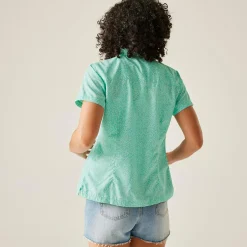 Women's Mindano VIII Short Sleeve Shirt | Aruba Blue Leaf Print